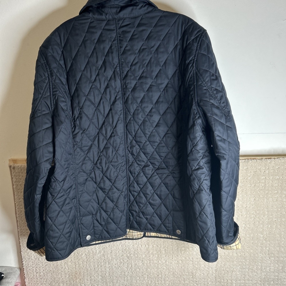 LL. Bean Women's Navy Quilted Equestrian Barn Riding Jacket with Plaid Lining XL - Picture 12 of 13